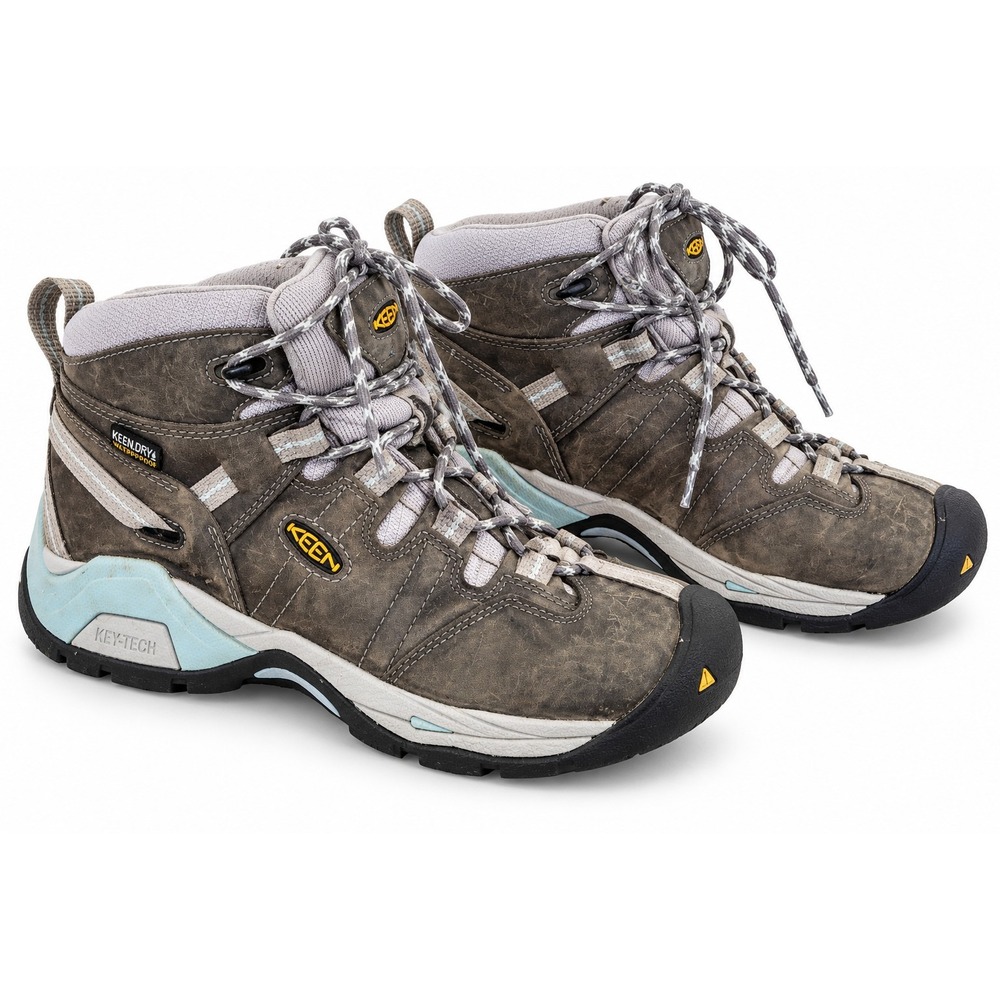 KEEN Womens 10 Wide Waterproof Hiking Boots KEEN.DRY Gray Blue Leather Trail
